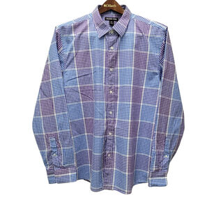 Michael Kors Men's Purple Blue Plaid Long Sleeve